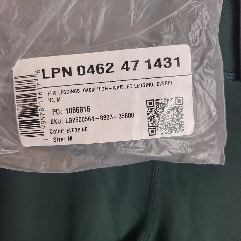 NWT Fabletics Oasis High Waisted Legging PureLux Deep Green Side Pockets Sz M - Picture 2 of 9
